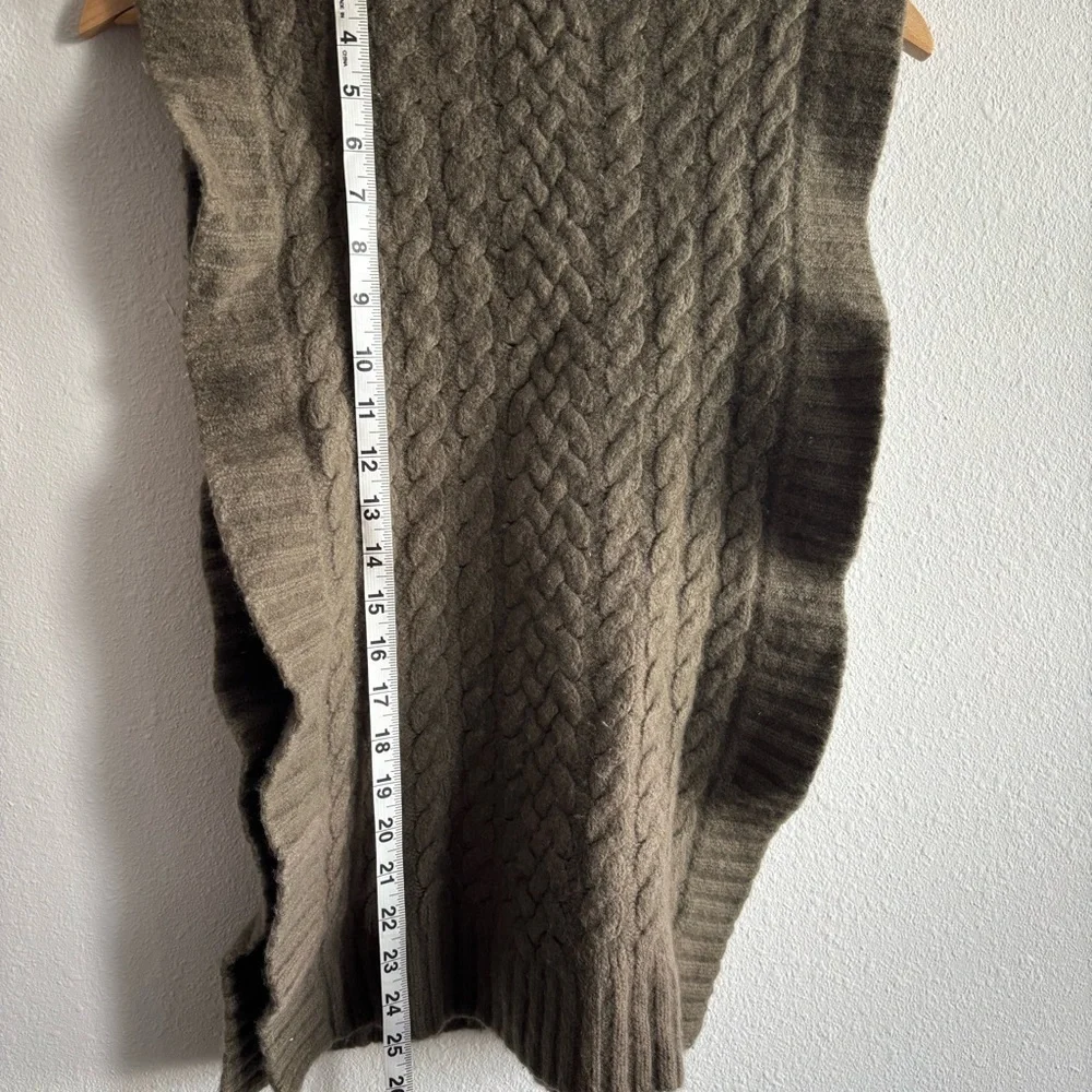 Mark Eisen Karoo Cashmere and Wool Olive/Brown Turtleneck Sweater Poncho Shrug